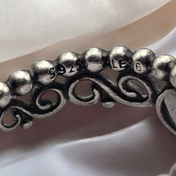 PANDORA Sterling Silver Princess Tiara Crown Vintage Ring - Size 7.5 - Picture 6 of 7